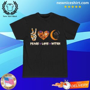 Peace Love Witch Cat Halloween Short-Sleeved T-Shirt - LATEST TRENDING CLOTHING